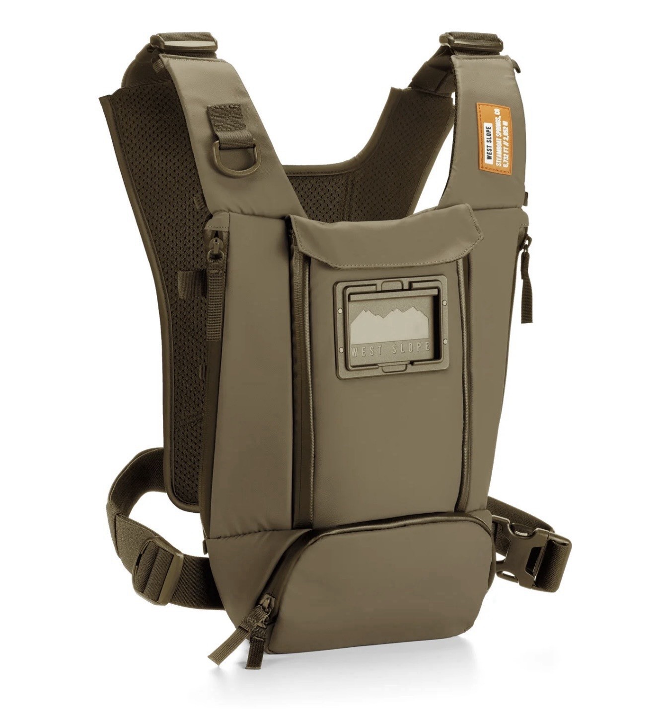 West Slope Brown Nylon Chest Rig Adjustable Lightweight with Phone Window