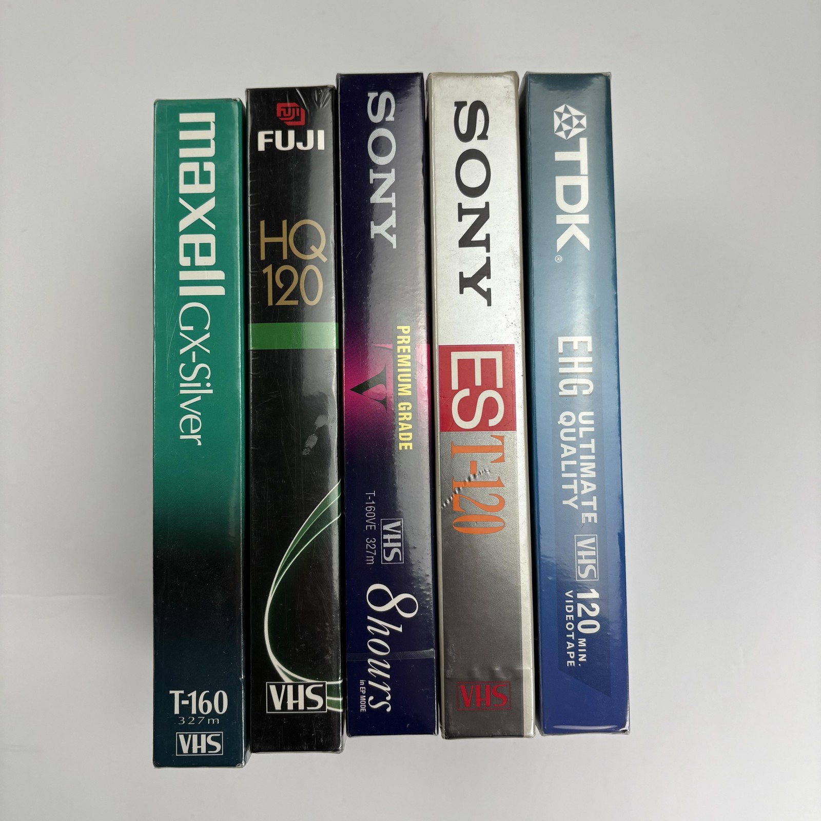 Vintage Blank VHS Tapes Lot of 5 New Sealed Sony Maxell Fuji TDK T-120 T-160