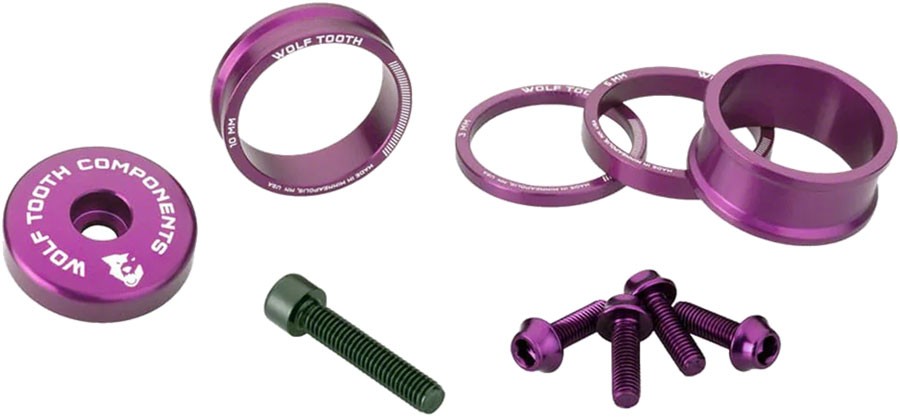 Wolf Tooth Headset BlingKit - 3, 5, 10, 15mm Spacers, Top cap with Integrated