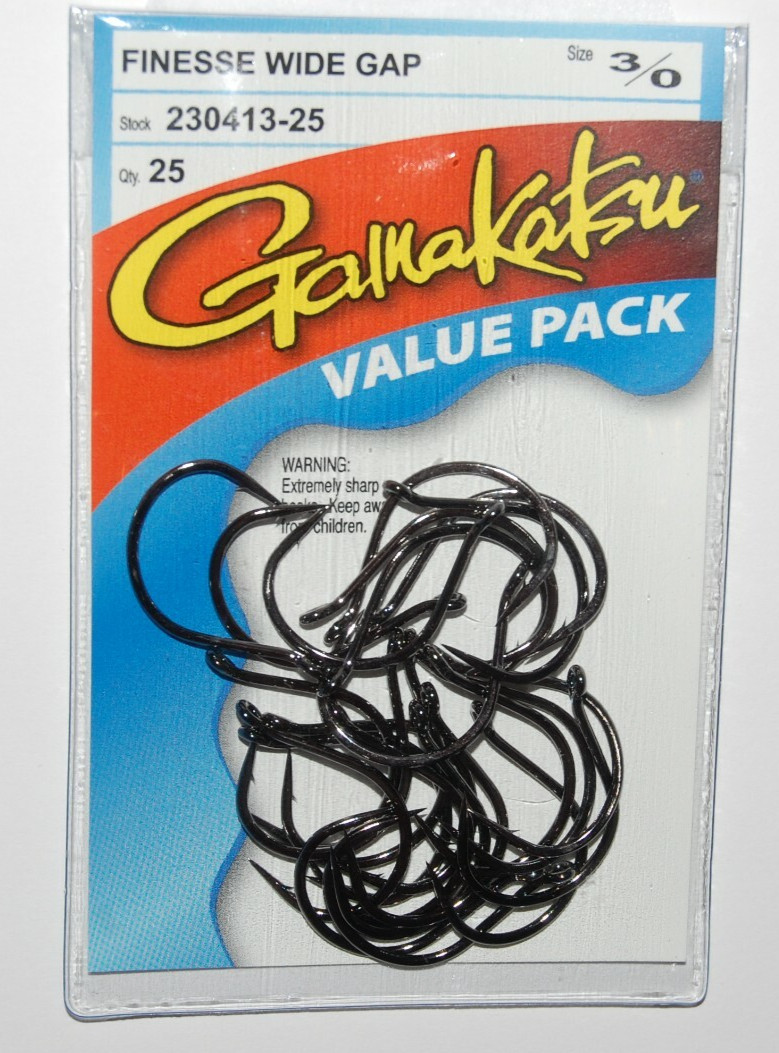 gamakatsu finesse wide gap hook hooks 3/0 230413-25 bass senko worm value pack