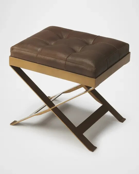 Butler Specialy Co.-Ari Leather Tufted Stool-Buttery soft leather!
