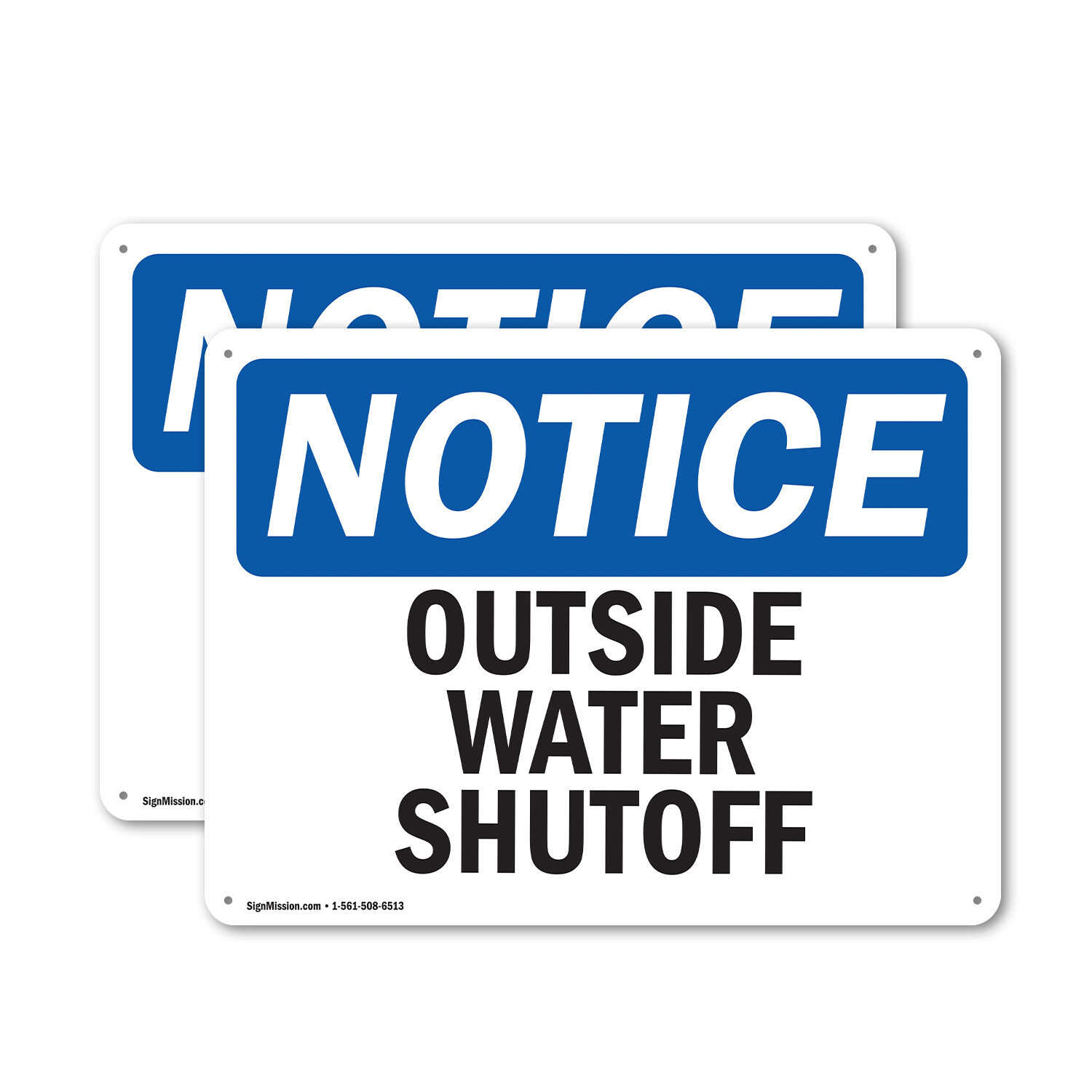 (2 Pack) Outside Water Shutoff OSHA Notice Sign Decal Metal Plastic