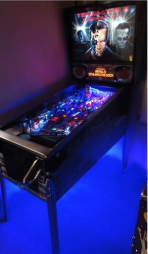 Terminator 2 T2, Judge Dredd, Fishtales Corvette Pinball Cabinet Light mod BLUE
