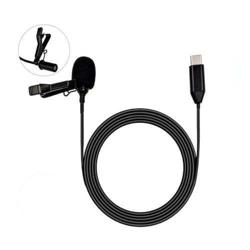 Lavalier Stereo Clip-on Microphone Condenser USB-C for Android, Compatible