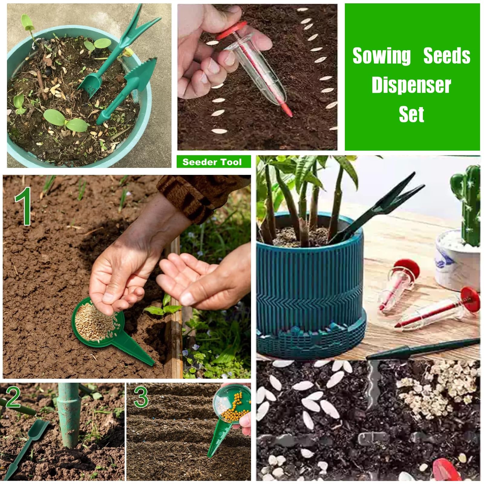 9pcs Seed Spreader Set,Adjustable Mini Sowing Seeds Dispenser, Handheld Mini ...