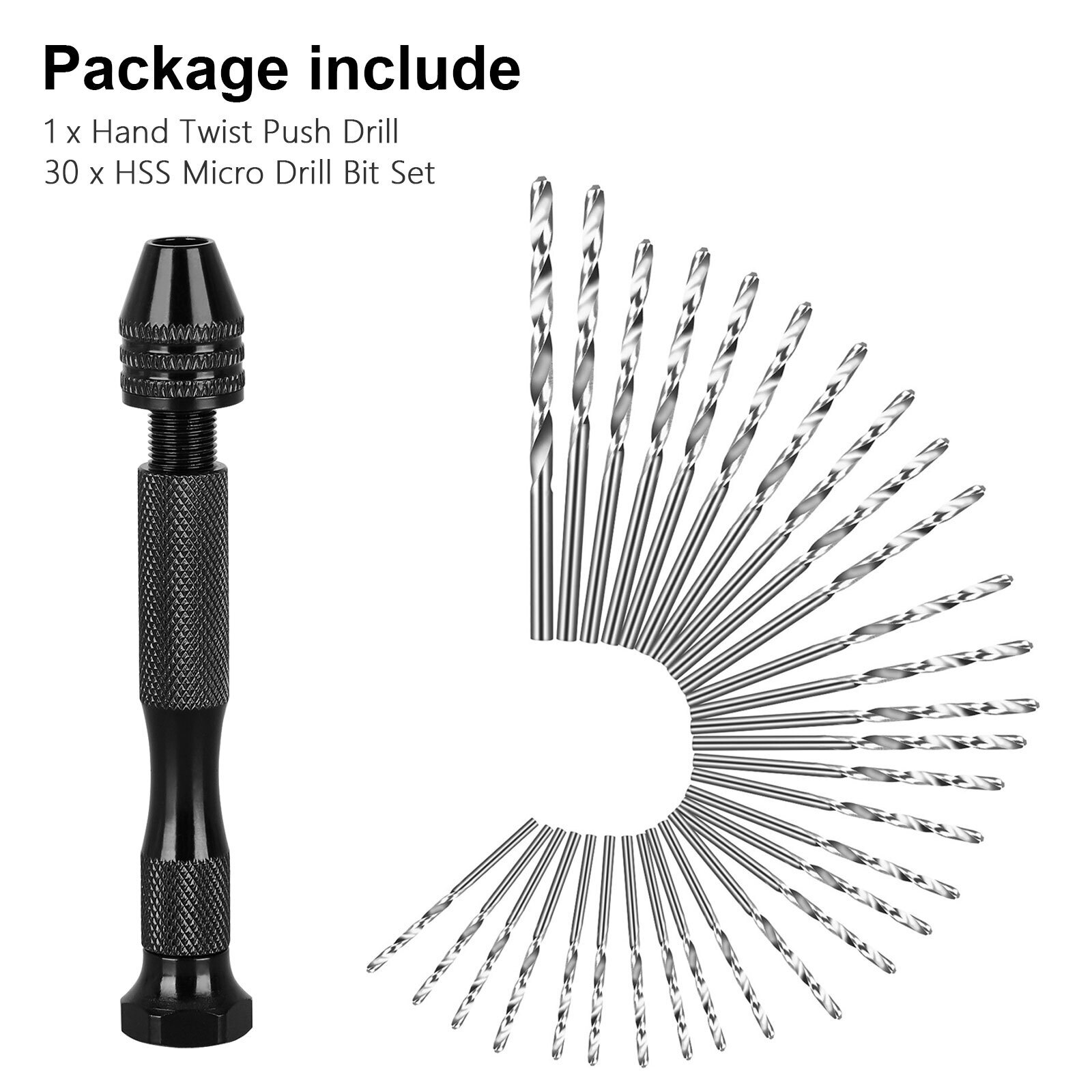 31PC Micro Pin Vise Set Precision Drill Bits DIY