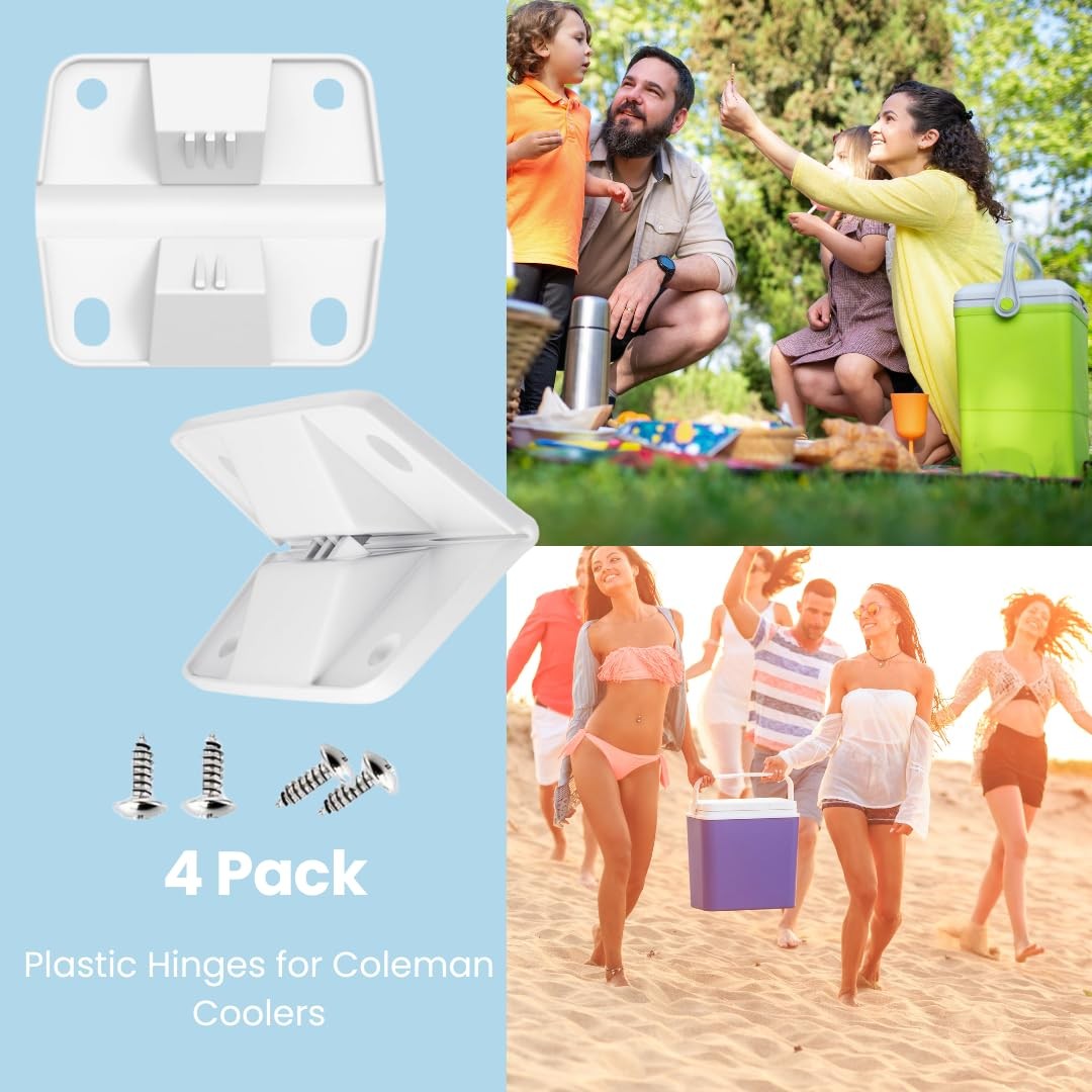 Cooler Hinges for Coleman,4 Pack Ice Chest Hinges Threaded Compatible, Campin...