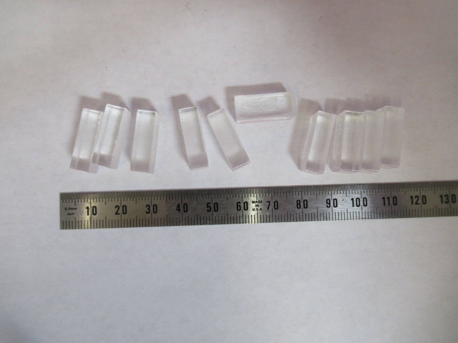 LOT 10 EA OPTICAL GLASS PREFORMS RECTANGULAR OPTICS AS PICTURED MIL SPEC X1-B-26
