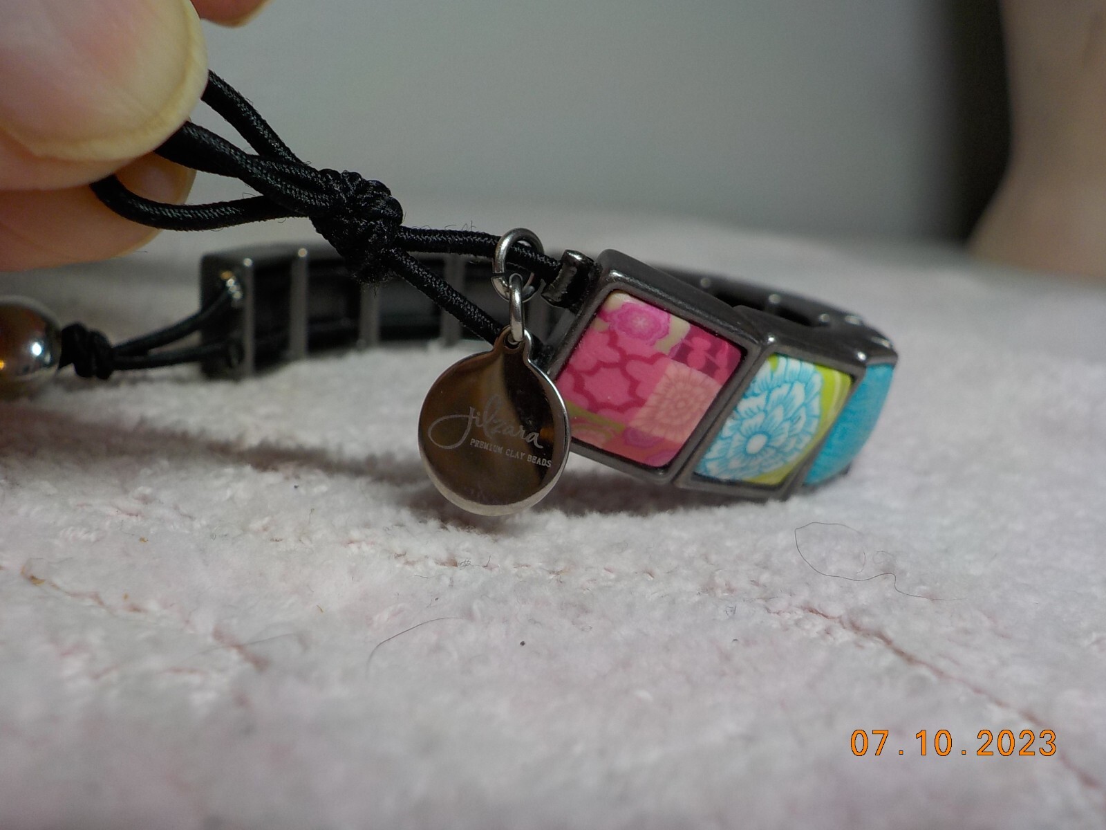 JILZARA PREMIUM CLAY BEADED BRACELET W/MULTI-COLOR/MULTI PATTERN SQUARE LINKS