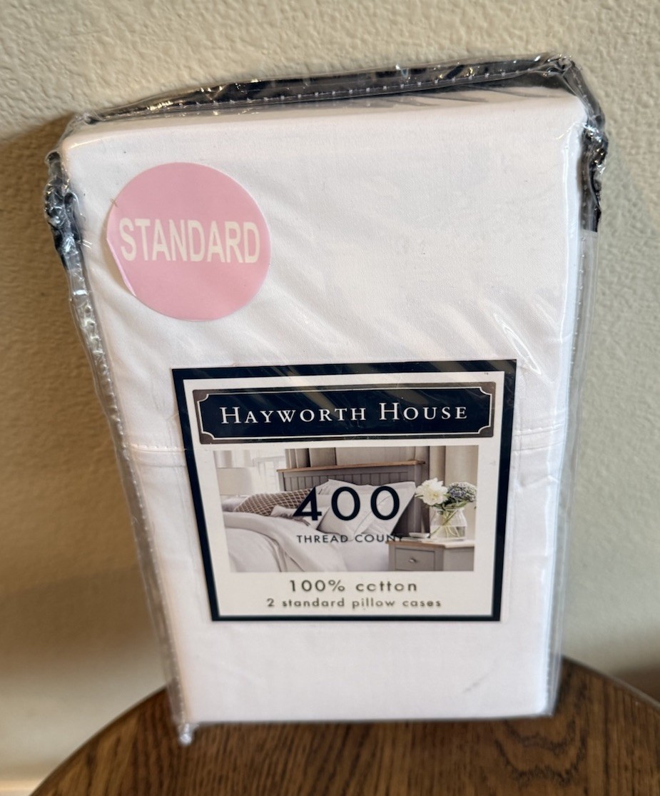 Hayworth House Pillowcases Standard 400 TC White Set Of 2 NEW