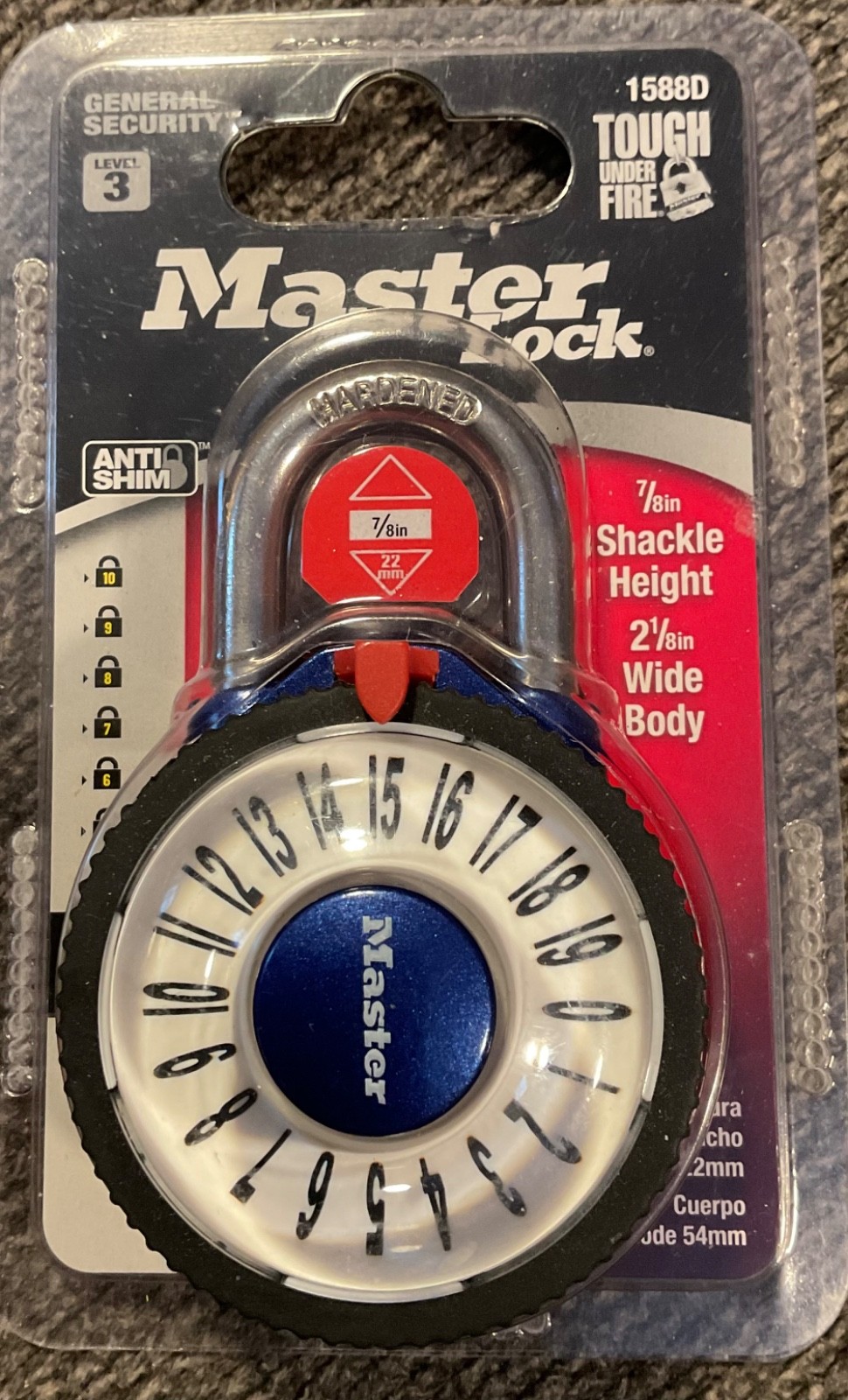 Master Magnified Combination Lock 1588D Level 3 New