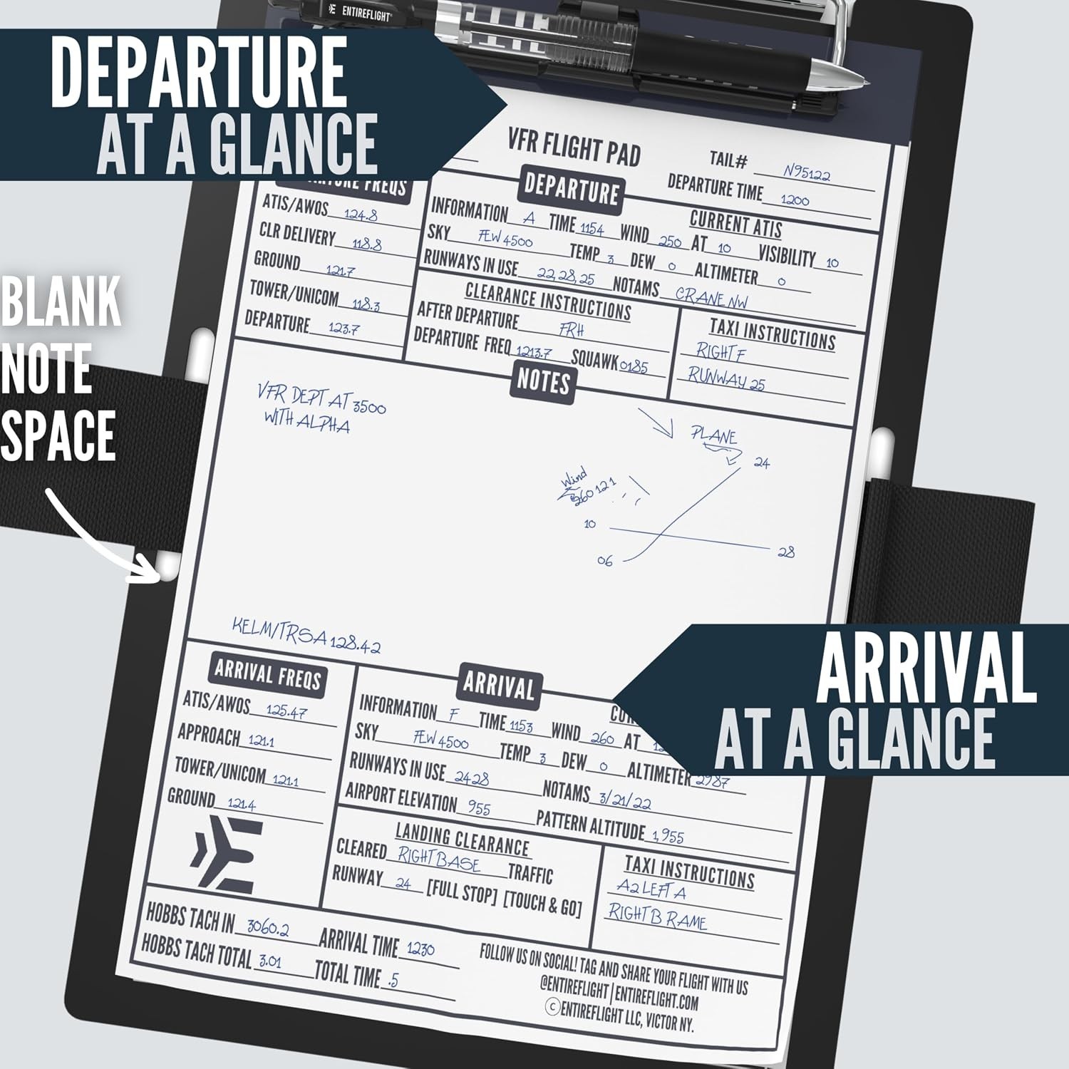 Pilot Flight Bag and VFR Kneeboard & Notepad Bundle - Professional Pilot...