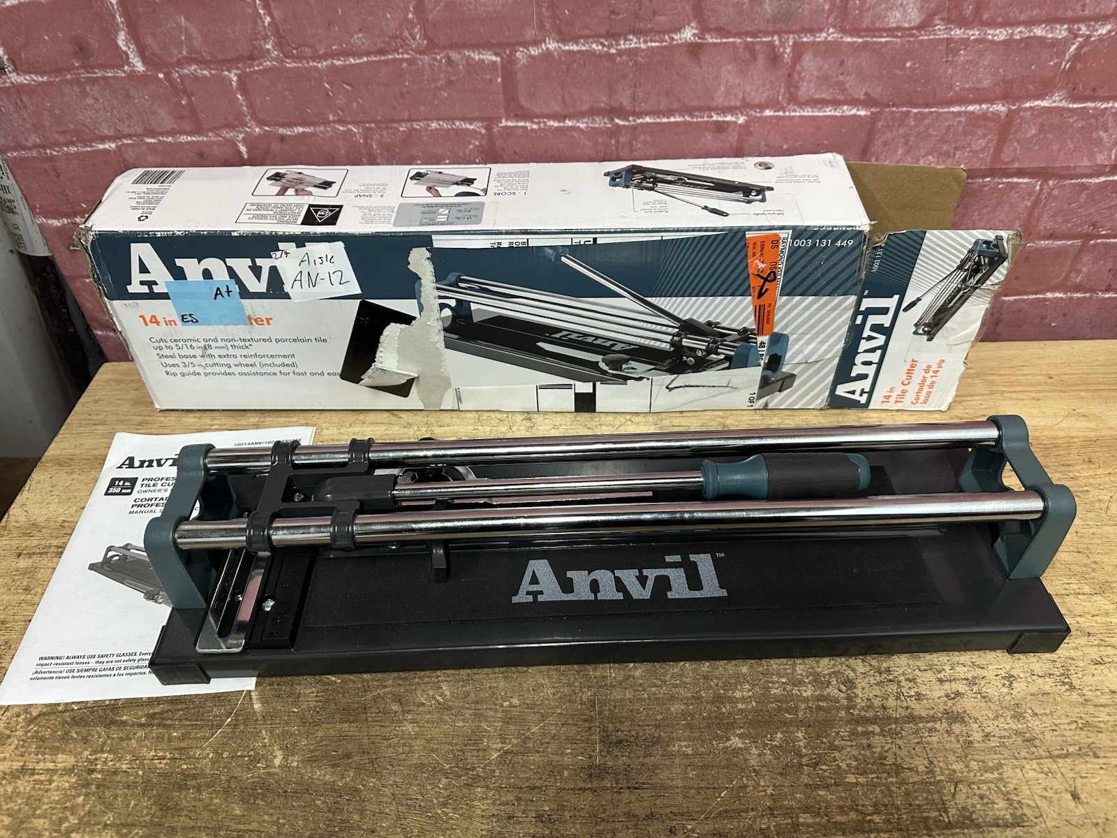 Anvil 10214ANV 14 in. Ceramic and Porcelain Tile Cutter (Open Box)