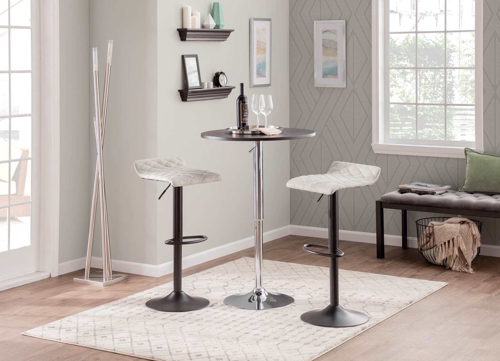Adjustable Contemporary Bar Table in Black by