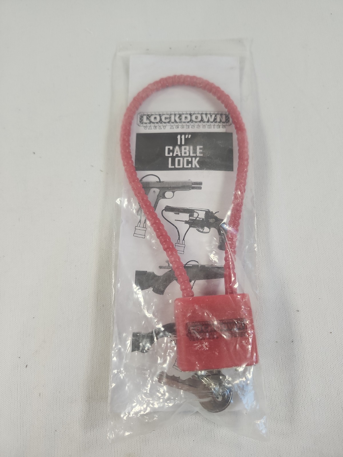 LOCKDOWN 11" REINFORCED CABLE LOCK 2 KEYS FOR MOST HANDGUNS SHOTGUNS RIFLES NEW!