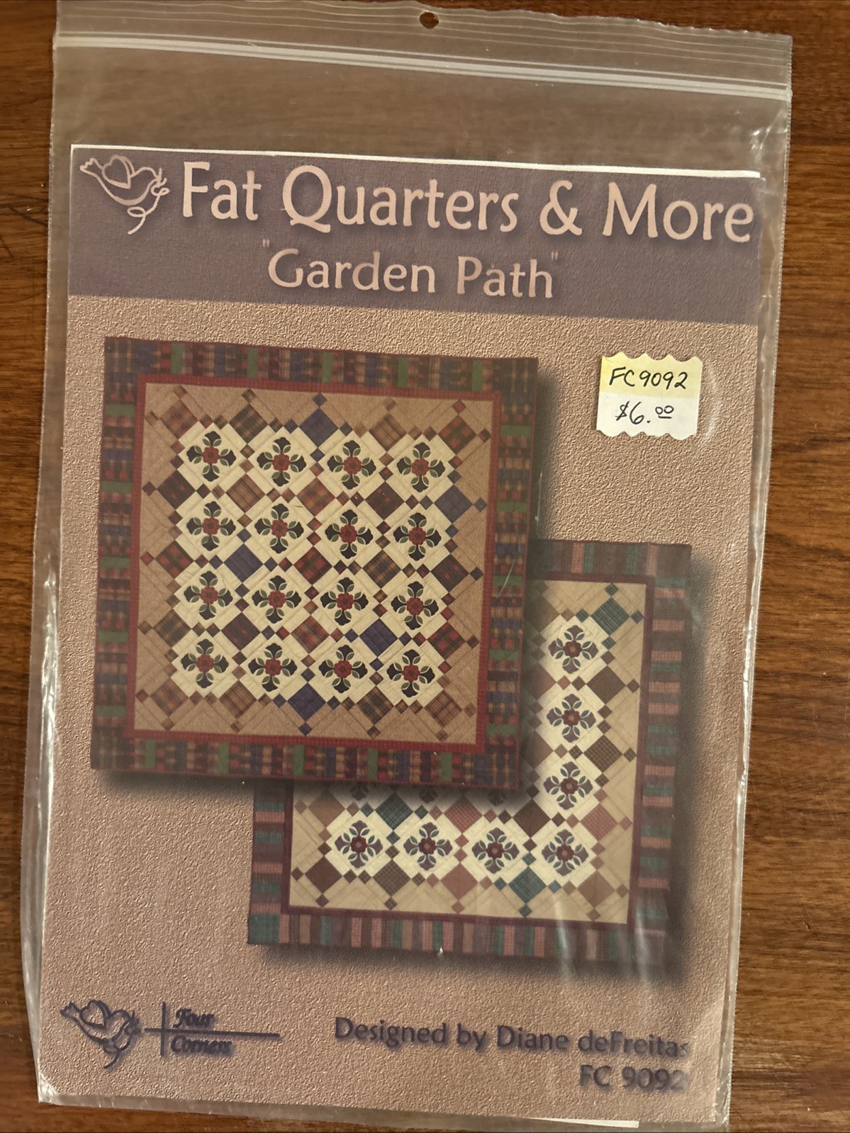 Four Corners Designs Quilt Pattern Fat Quarters and More GARDEN PATH 62" x 62"