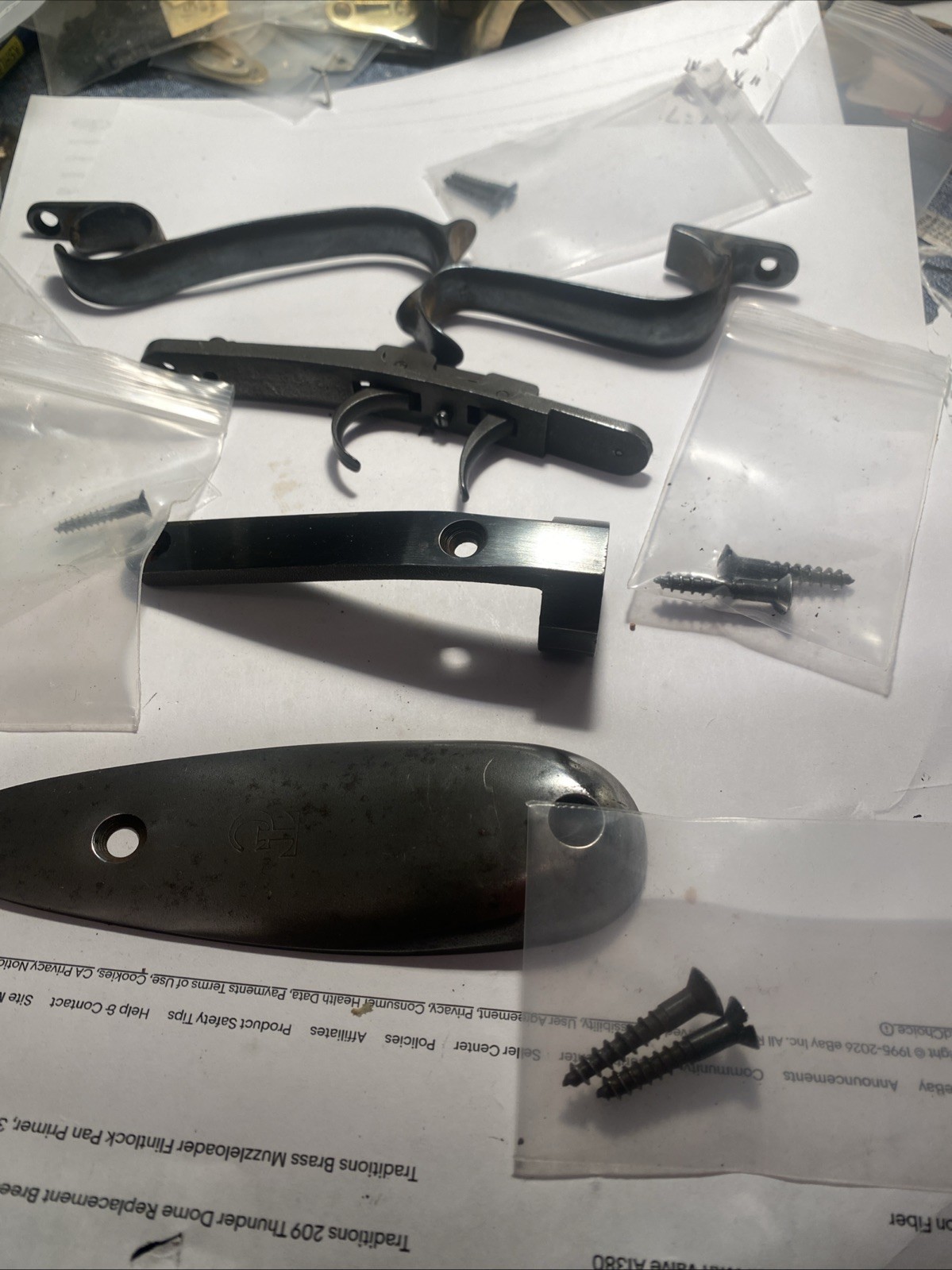 Thompson Cente Renegade Butt Plate, Tang, Triggers, Trigger Guard and All Screws
