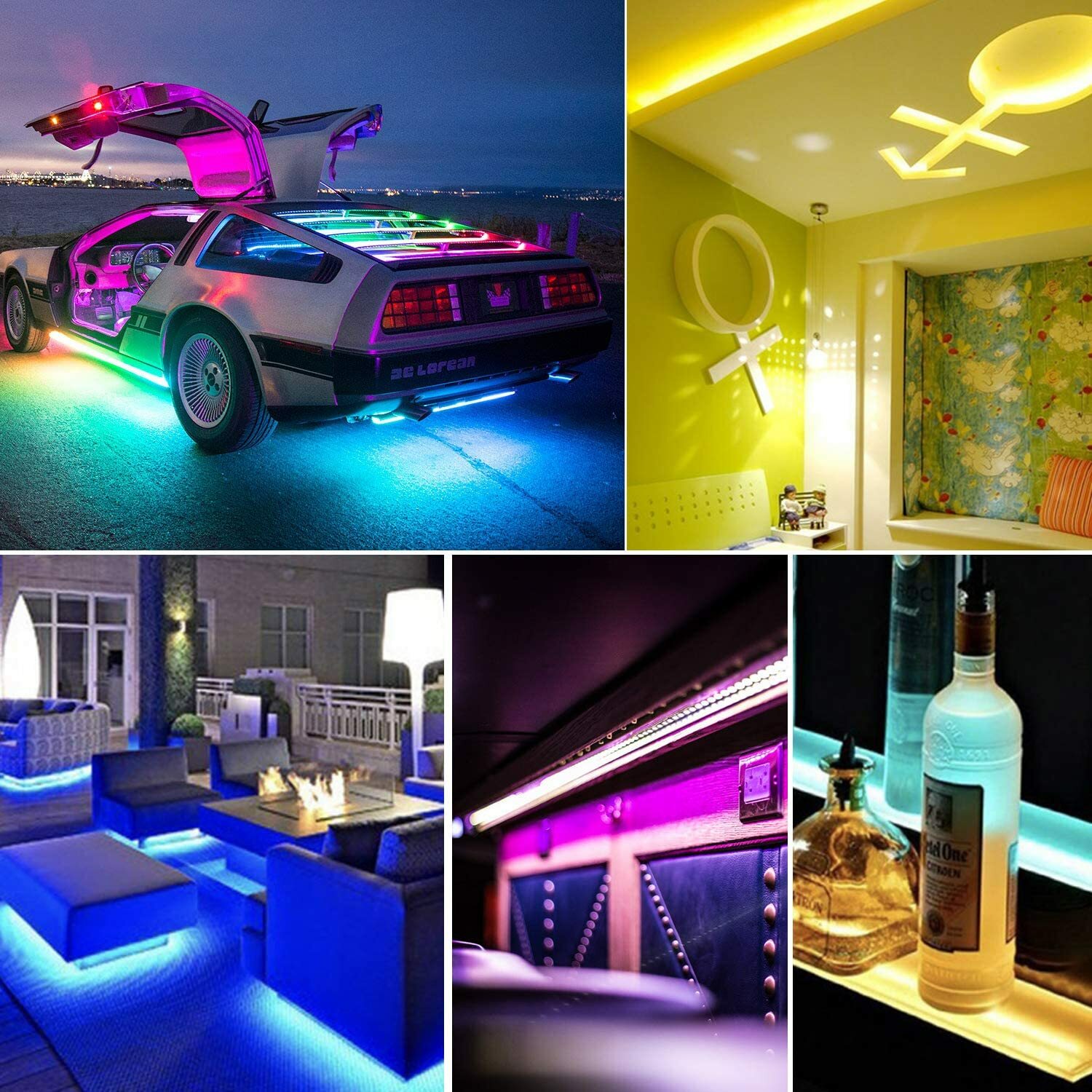 5-15M Led Strip Lights Color Changing String Light + Remote Adhesive Backing