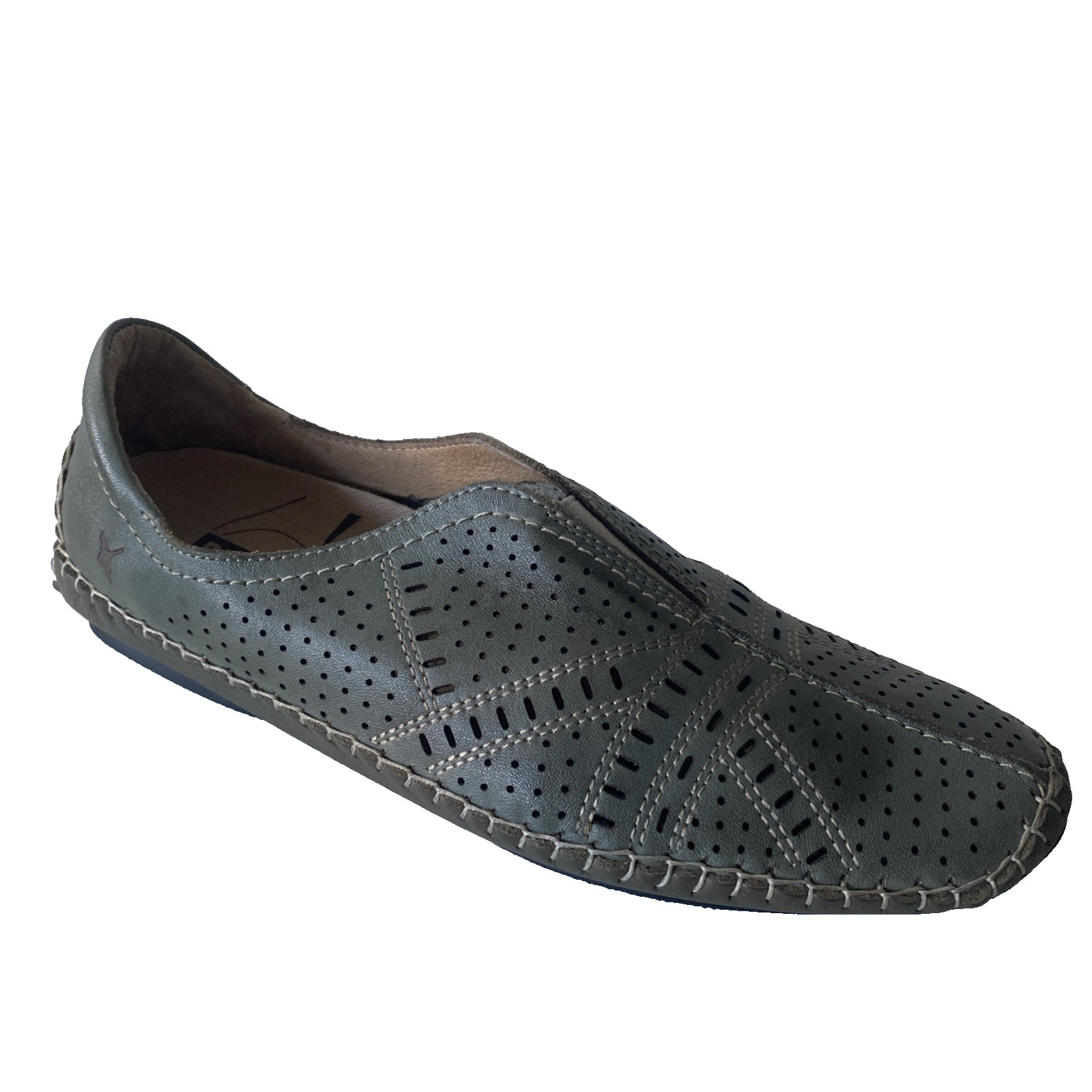 Pikolinos Jerez Moccasin Loafer Flat Green leather Perforated Slip On 39 8.5 Moc