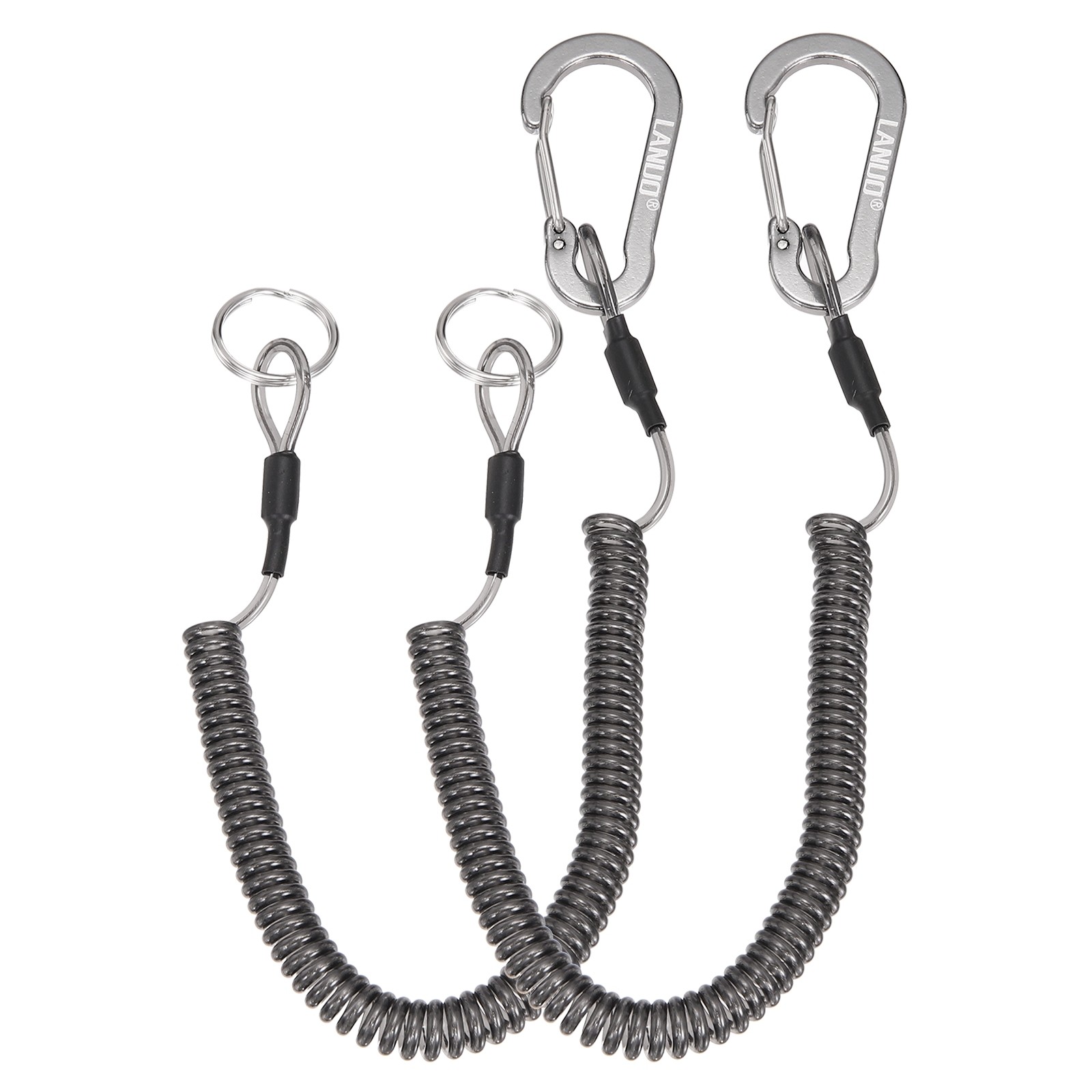 2Pcs 47" Fishing Lanyard Safety Fishing Pole Tether Kayak Paddle Leash Gray