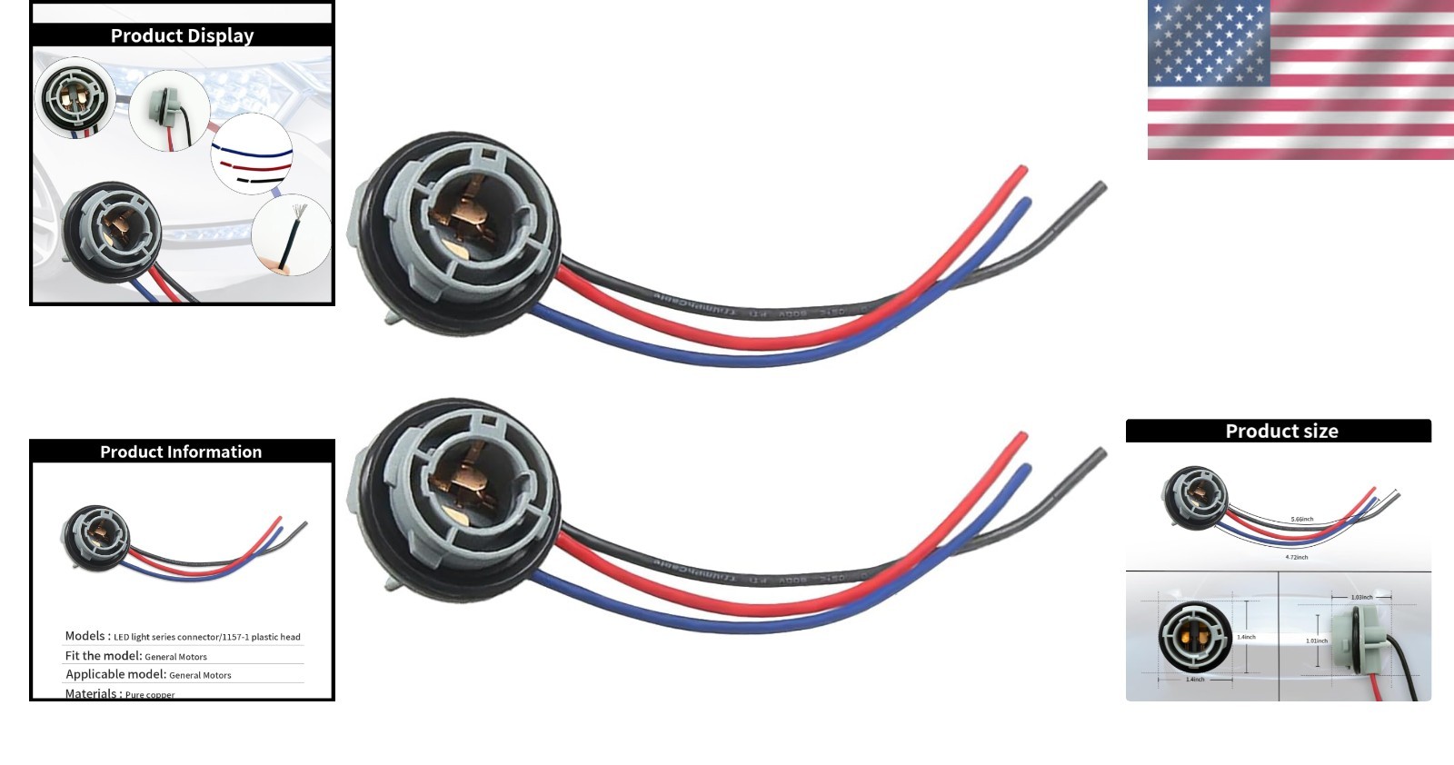 Versatile 1157 LED Socket Plug - Waterproof & Lightweight, 2PCS for All Vehicles