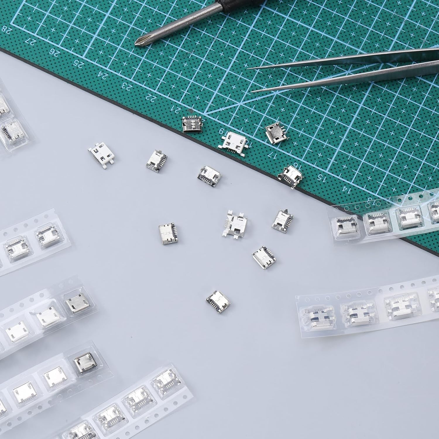 60PCS Micro USB Port Replacement Kit Charging Socket Connector Silver Set