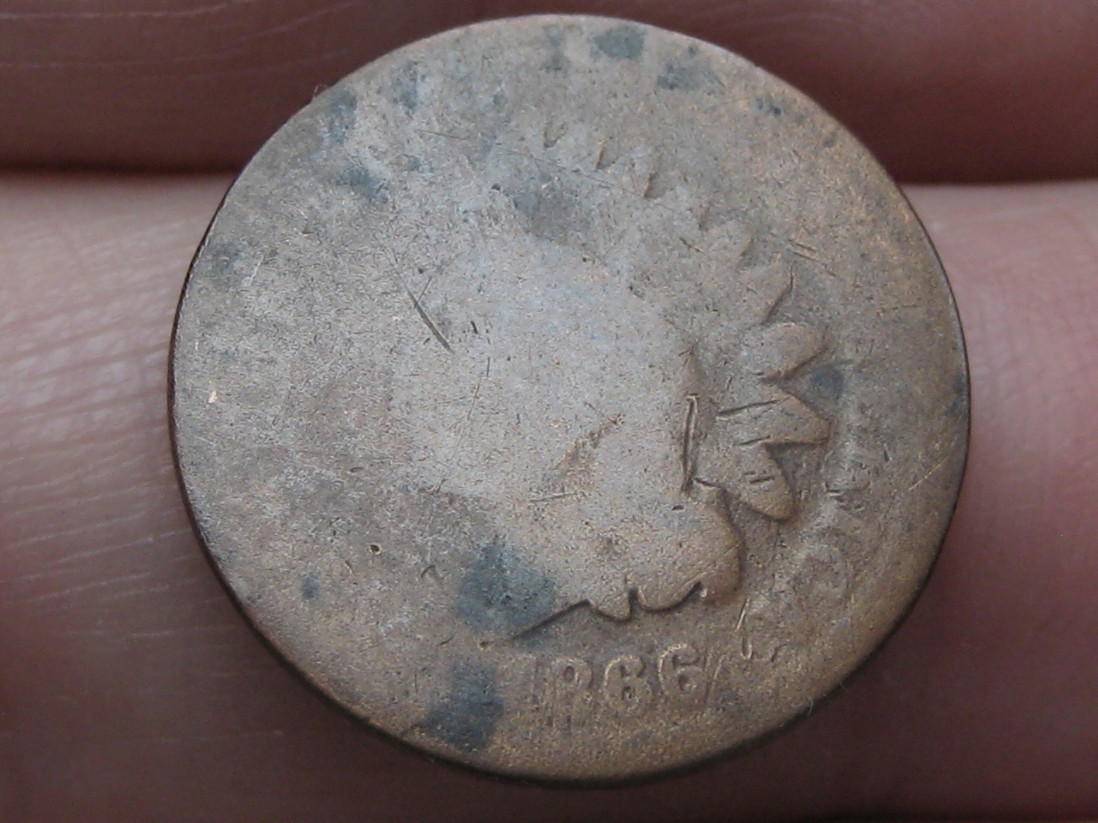 1866 Indian Head One Cent Penny- About Good Details