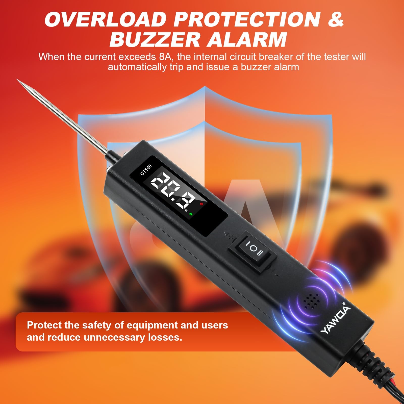 Upgrade Power Circuit Probe Tester,6-24V DC Electrical System black