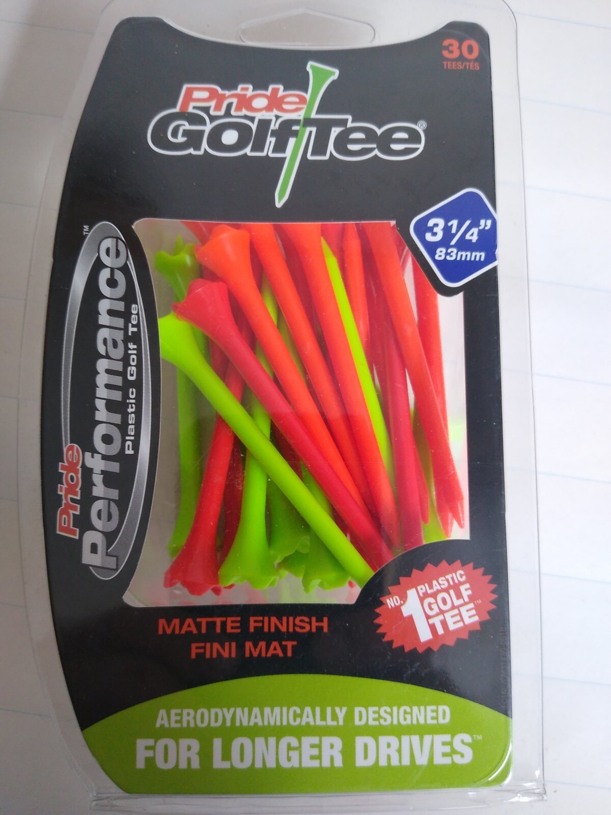 Pride Golf Tees 3 1/4" Plastic Evolution Matte Finish MIX - 30 Pack