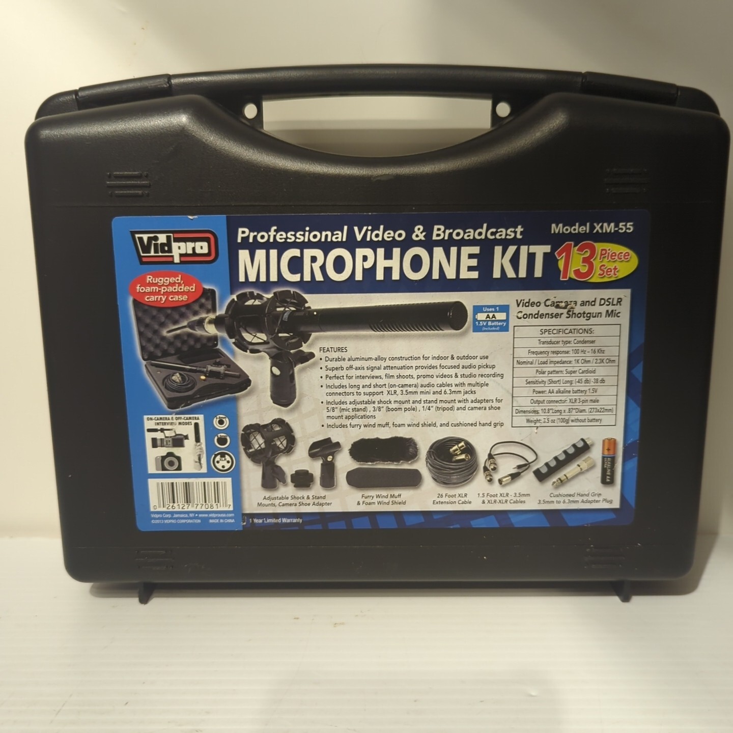 Vidpro XM-55 Condenser Shotgun Microphone Kit- See Discription