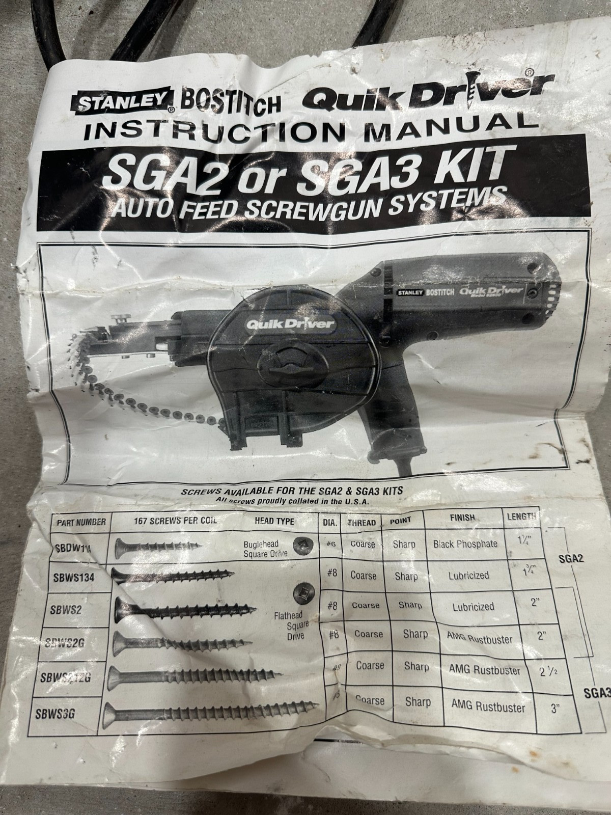 Stanley Bostitch Quick Driver S2500 Q200 Automatic Screw Kit System