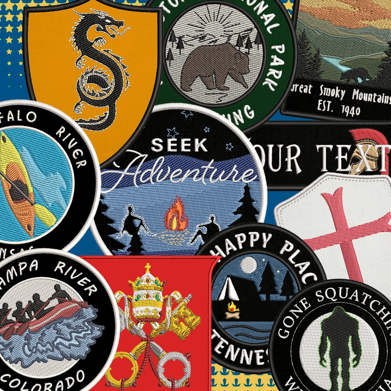CUSTOM YOUR LOGO PERSONALIZED TAG EMBROIDERED PATCH iron-on or hook Applique