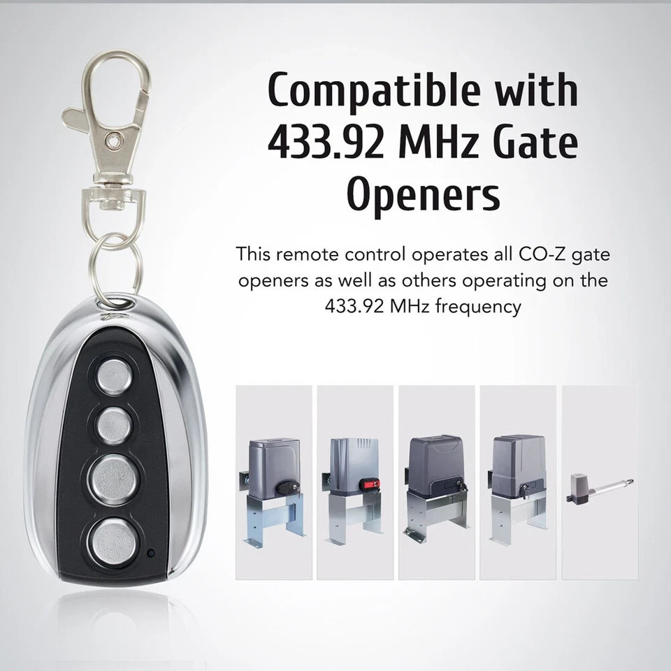 2 Remote Control Backup Key Sliding Gate Opener Automatic Operator 433.92MHz US