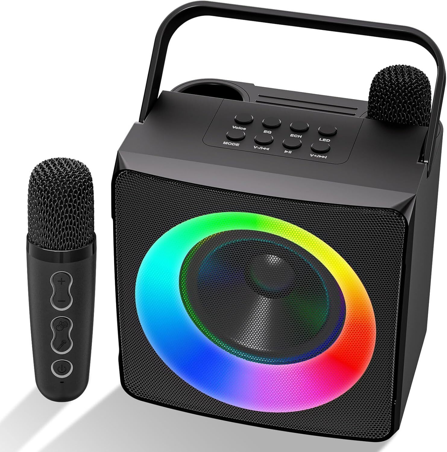 Máquina De Karaoke Para Adultos Y Niños Altavoz Bluetooth Con 2 Micrófonos NUEVO