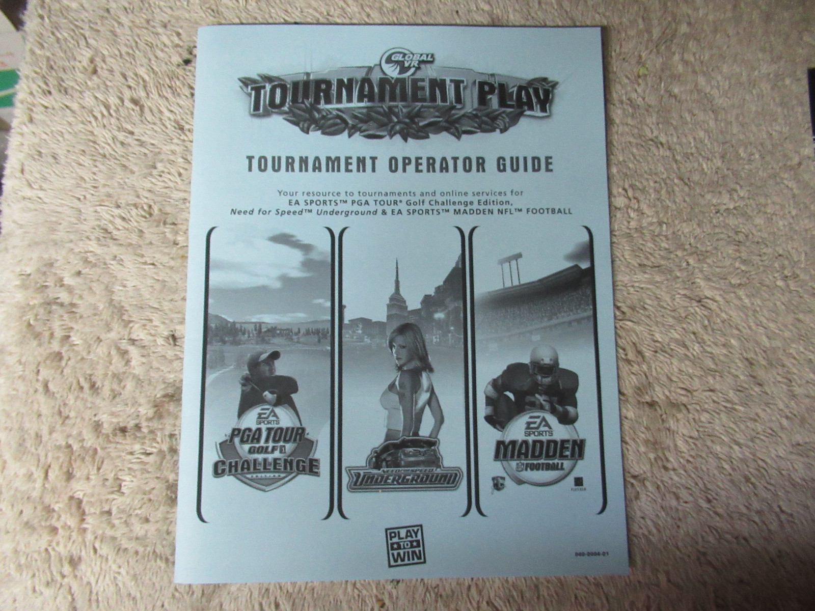 GLOBAL VR TOURNAMENT PLAY  original arcade game owners manual