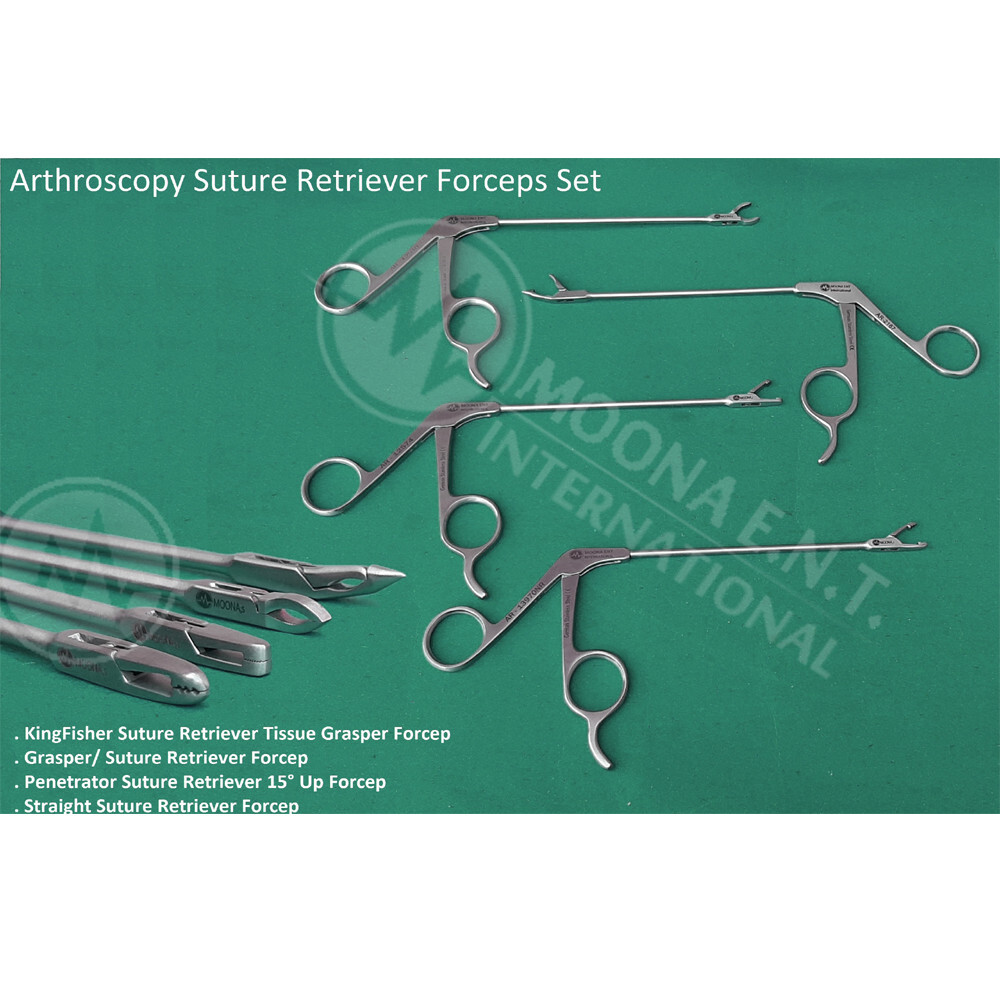 Arthroscopy All Types Suture Retriever Forceps Set Of 4, Orthopedics Instruments