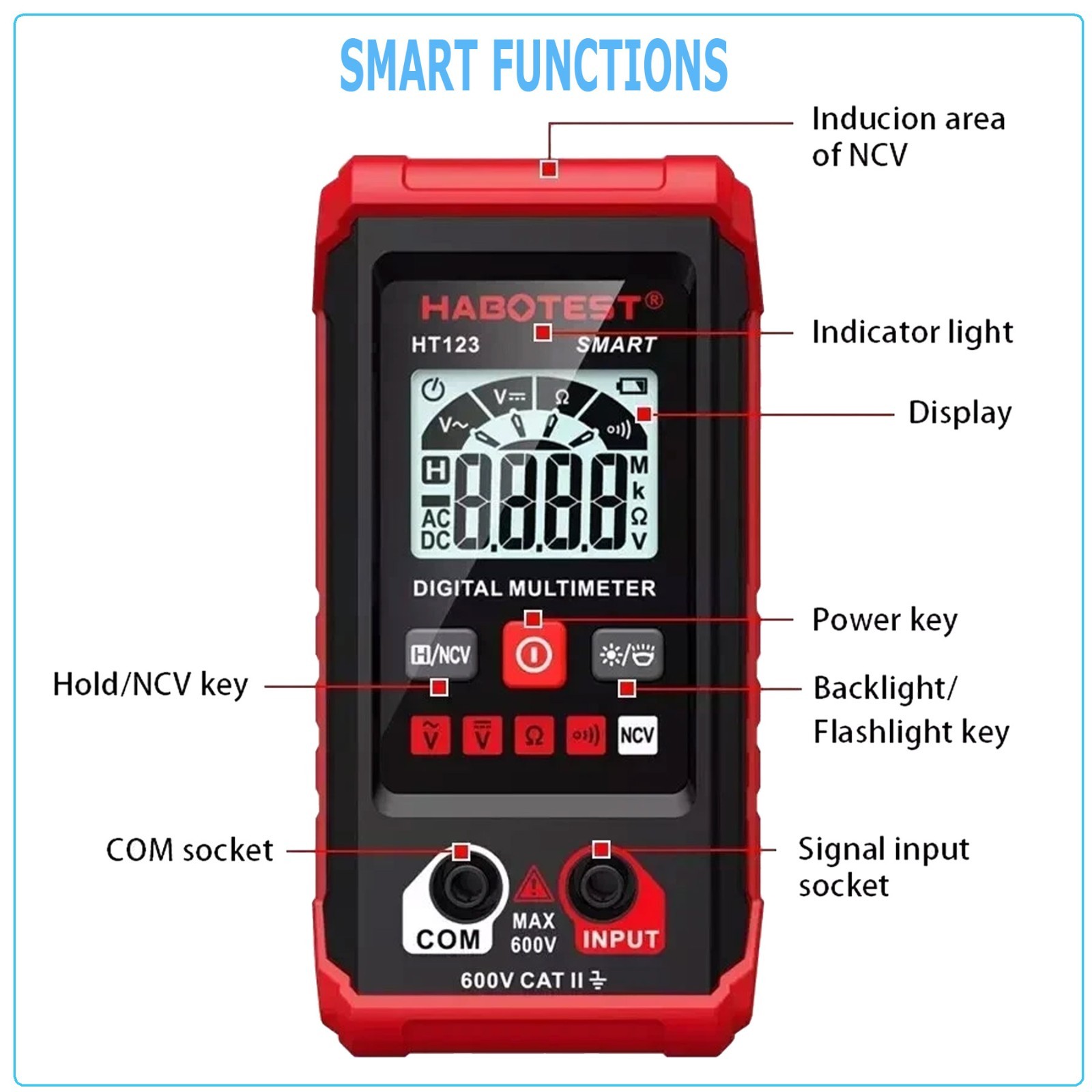Digital Multimeter LCD Voltmeter Ammeter Ohmmeter Volt AC DC Tester Leads Meters