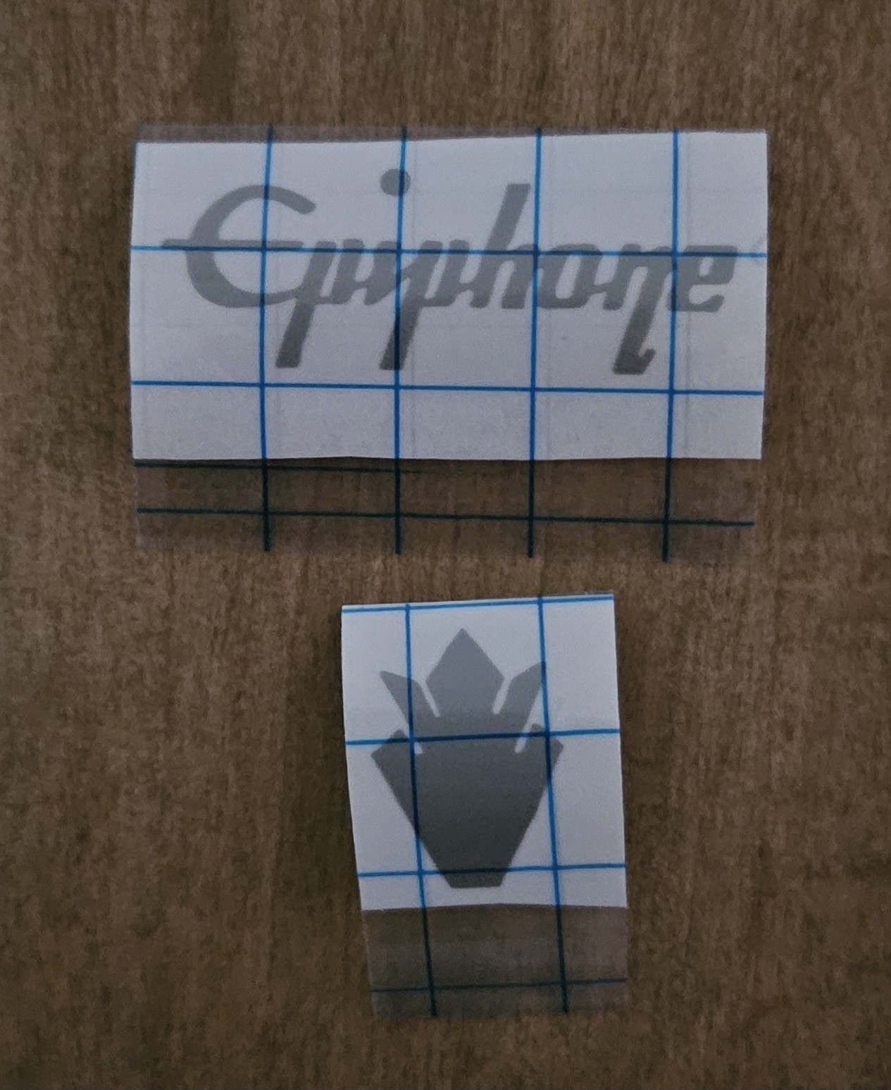 Epiphone and Crown Logo Silver Die-Cut Vinyl Decals