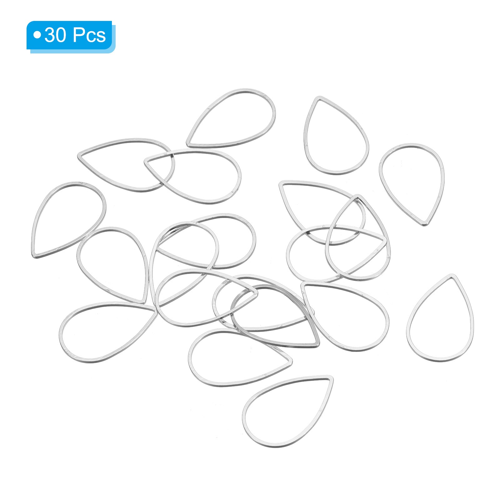 30pcs Earrings Beading Hoop 0.9"x0.6" Teardrop Finding Ring Silver