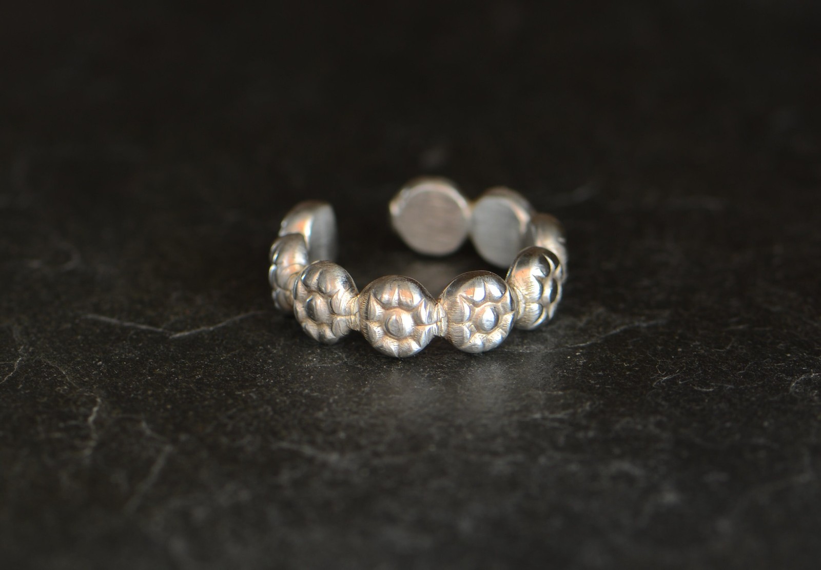 Handmade Sterling Silver Flower Toe Ring: Adjustable Midi Ring