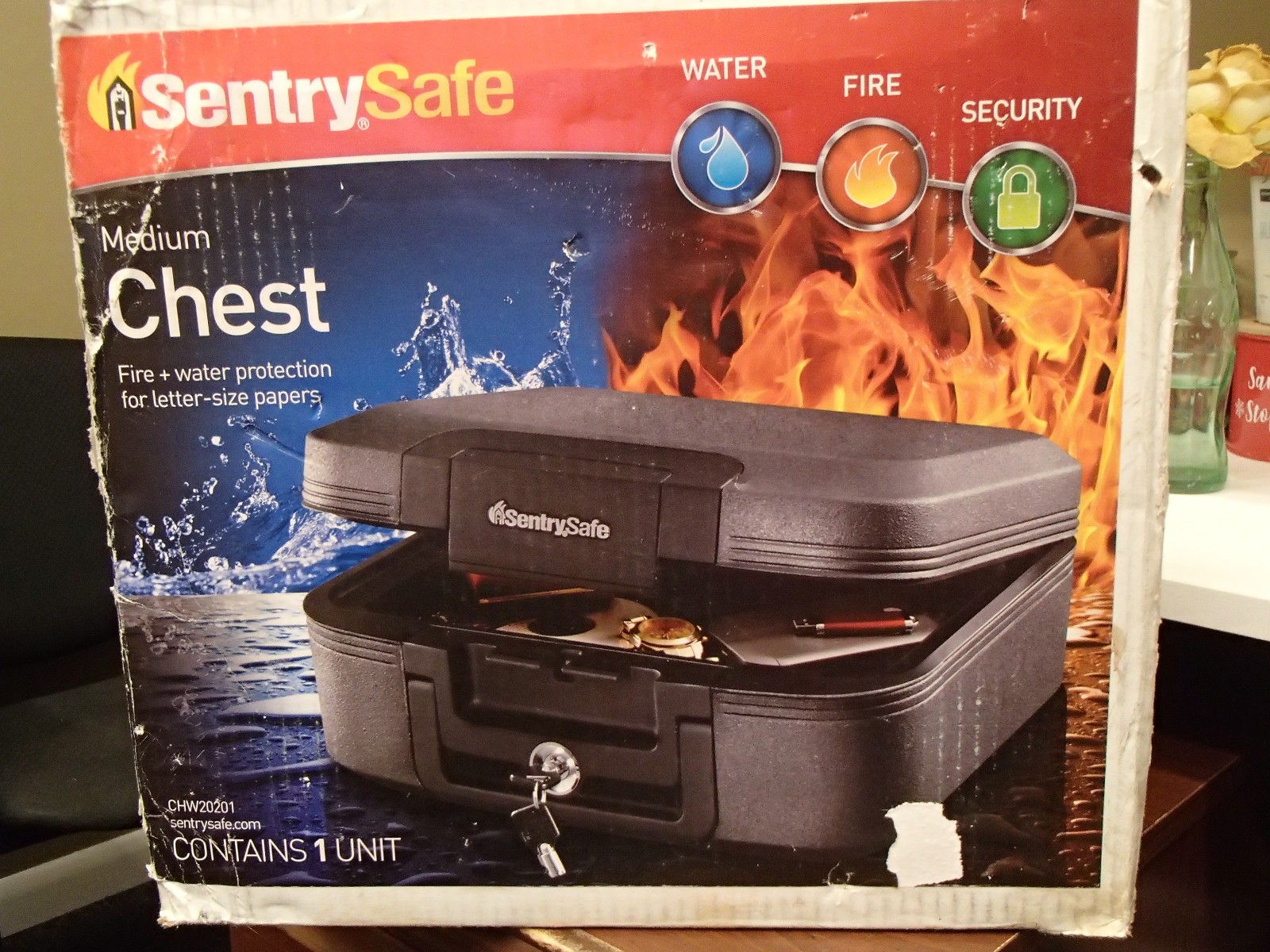 SentrySafe CHW20201 Medium Fire & Water Resistant Key Lock Security Safe Black
