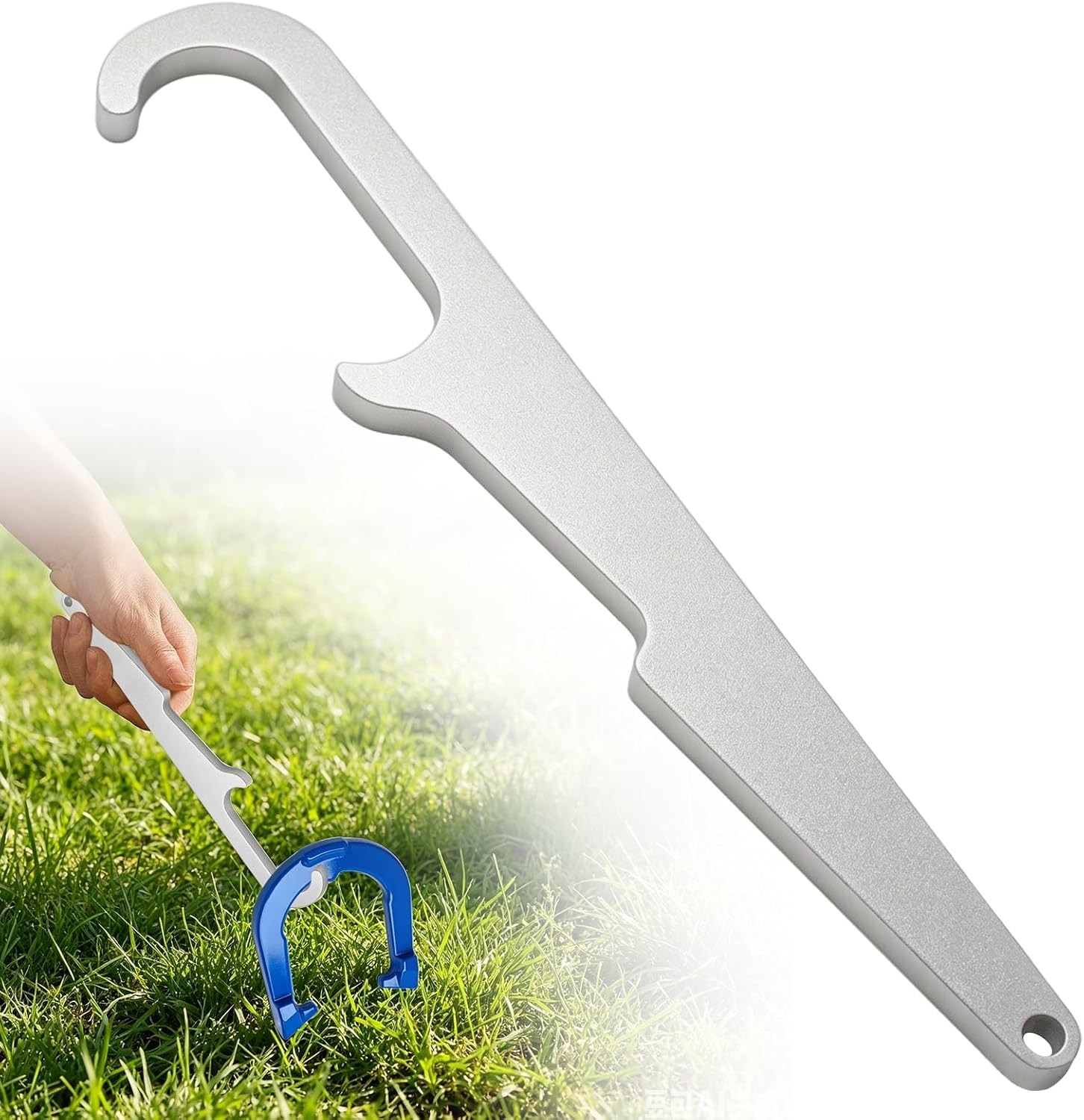 2-in-1 Horseshoe Measuring Gauge and Pickup Hook | 6-inch gauge checks tip and r