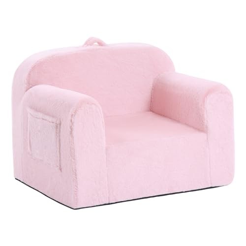 Toddler Chair Plush Kids Couch, Comfy Kid Sofa Toddler Lounger Chair for Pink