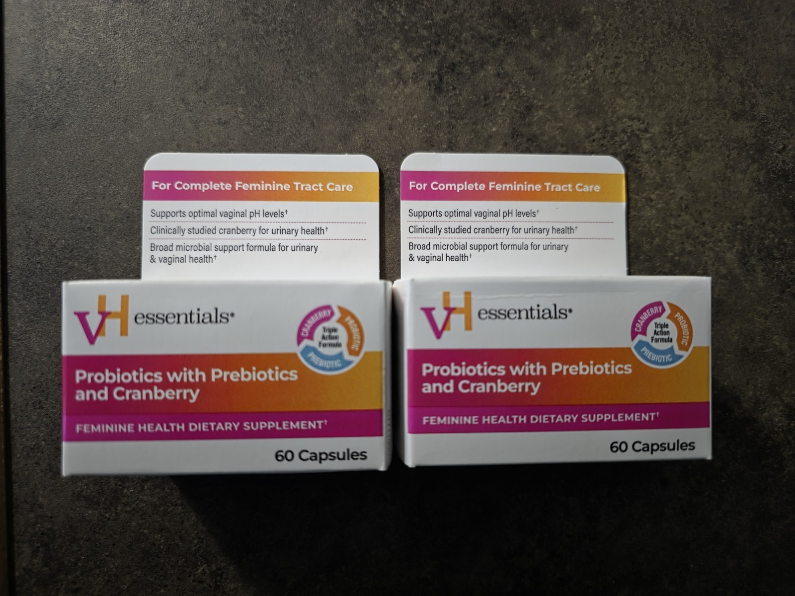 Lot of 2: VH essentials Probiotics with Prebiotics & Cranberry 60ct EA EXP 10/27