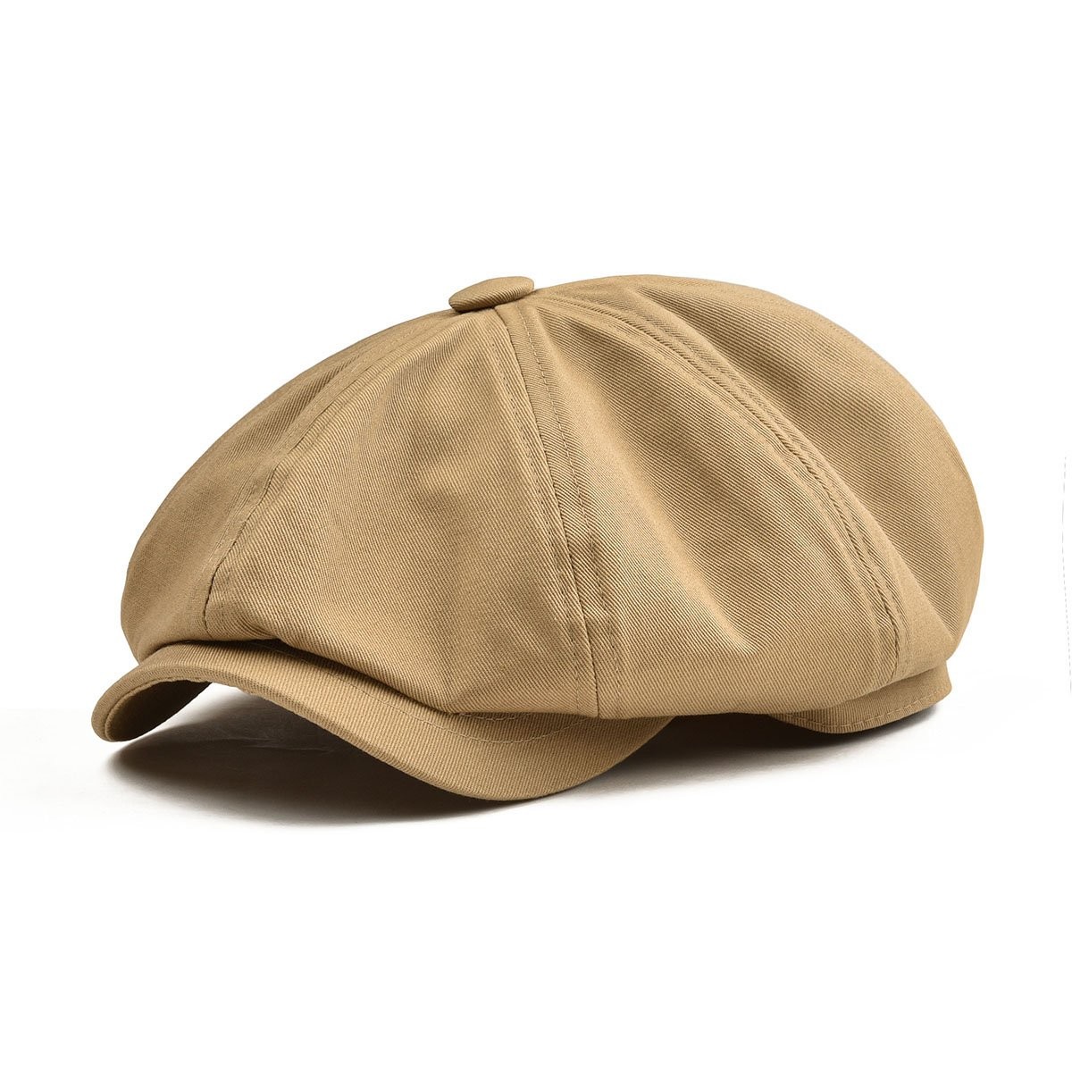 BOTVELA Men's 8 Piece Newsboy Flat Cap 100% Cotton Gatsby Ivy 7 7/8, Khaki