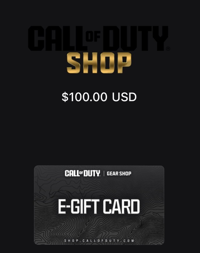 FOR REAL - $100 Call of Duty Shop E-Gift Card