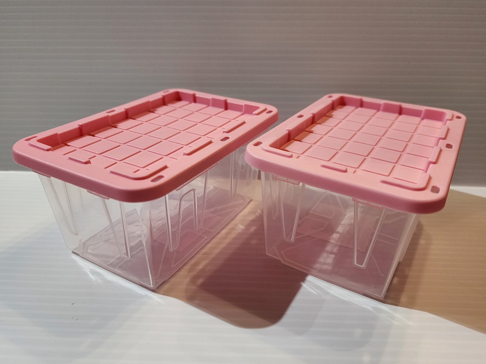 Lowes Lowe's Teeny Tote Clear W/Pink Lid Mini Tiny Tote 2 Pk