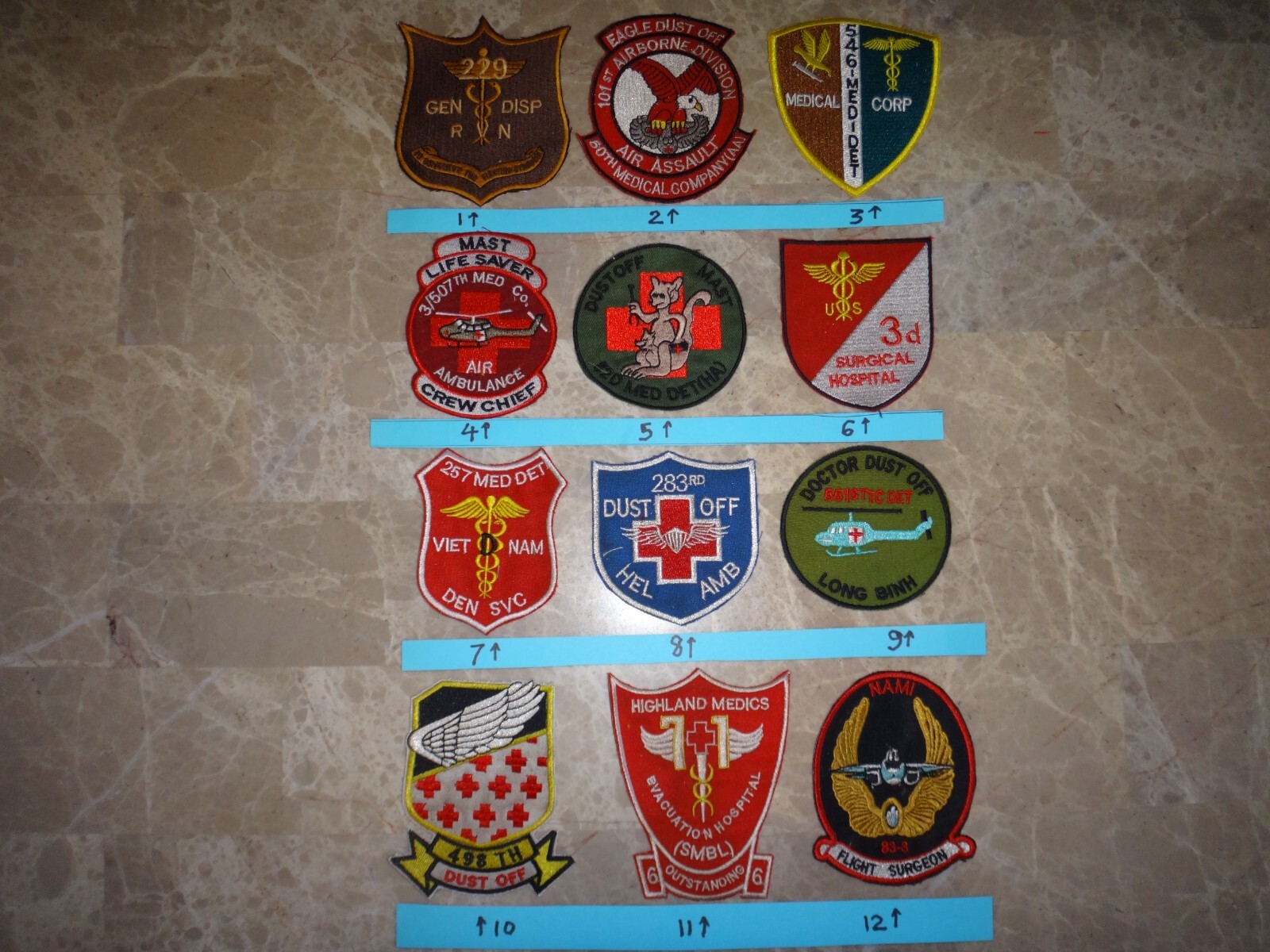 12 US Army MEDICAL EVACUATION DENTAL AMBULANCE DUST OFF Patches @ $12/each patch