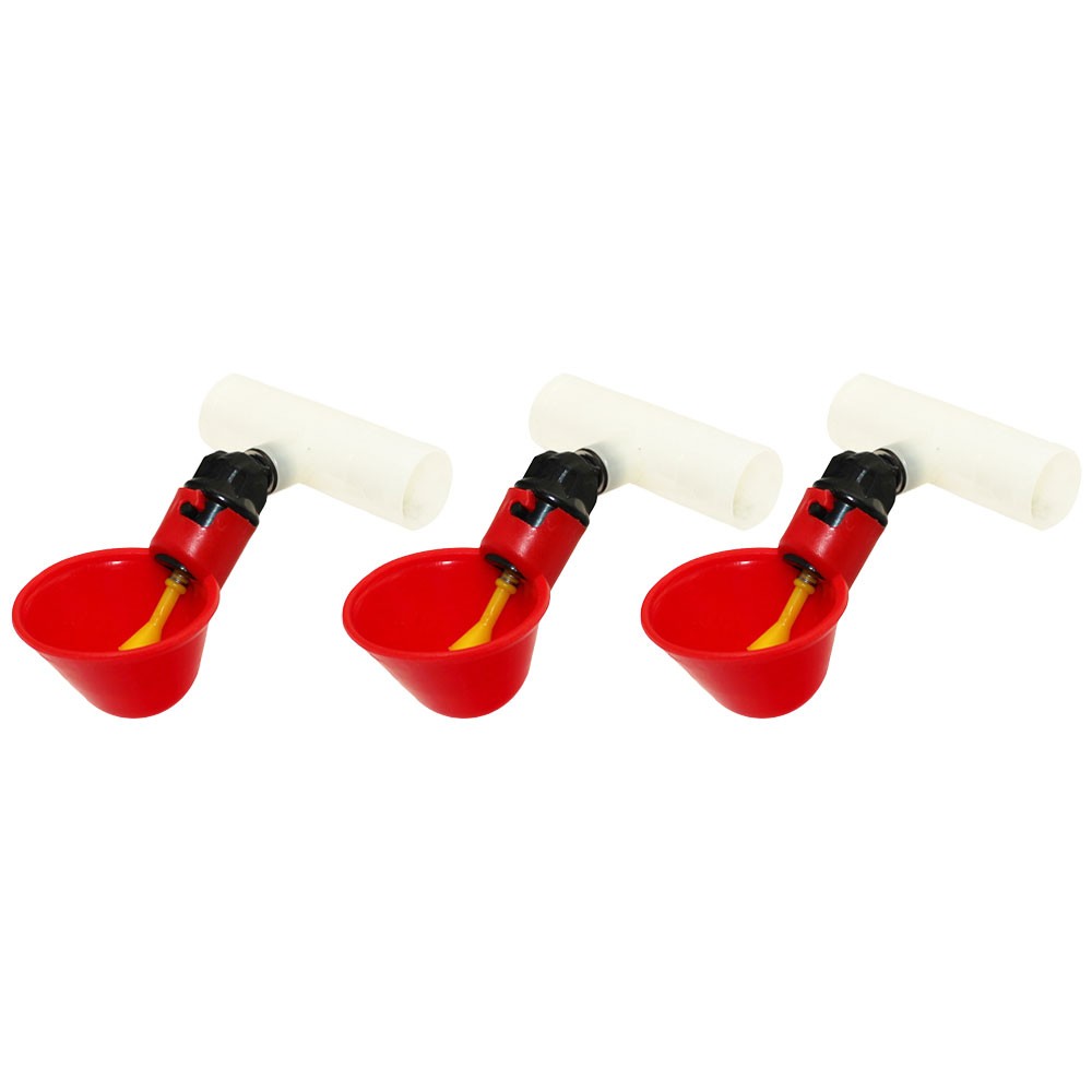Three (3) Automatic Waterer Drinker Cups and Clear Fitting Chicken Water Poultry