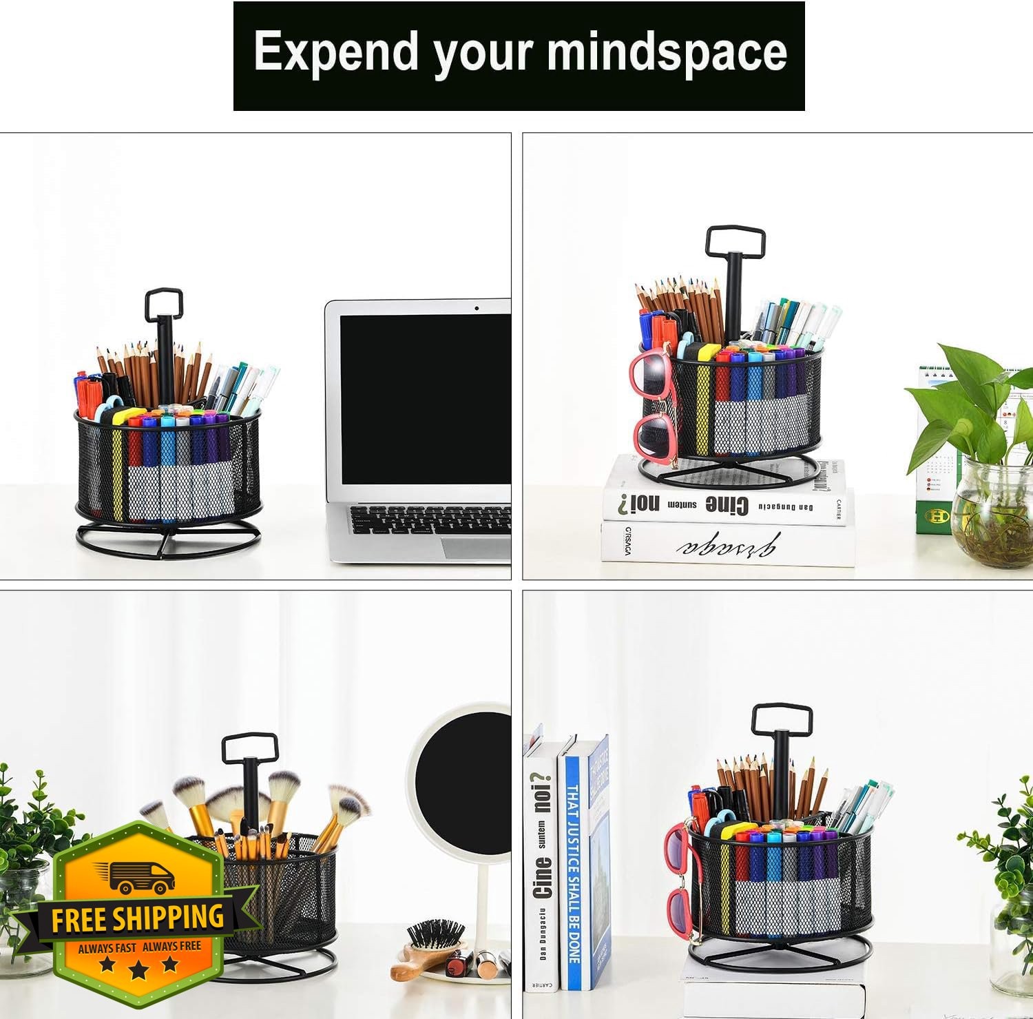 Marbrasse mesh desk organizer black